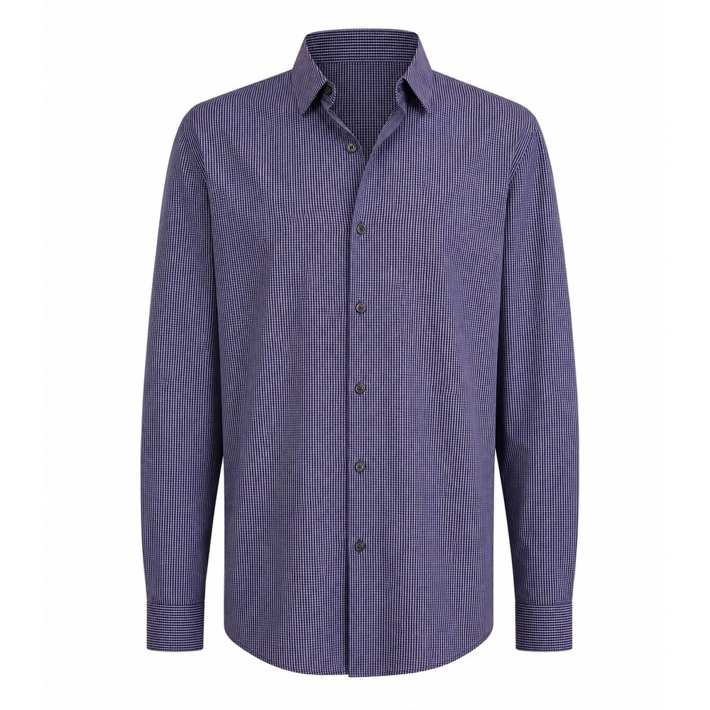 Theory Zack Lothbury Purple Micro Check Button Down Shirt Mens XL Long Sleeve